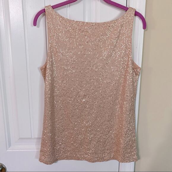 Talbots Sequin Tank Top Women’s Medium Light Peach Lined Scoop Neck Dress Casual - Picture 6 of 10